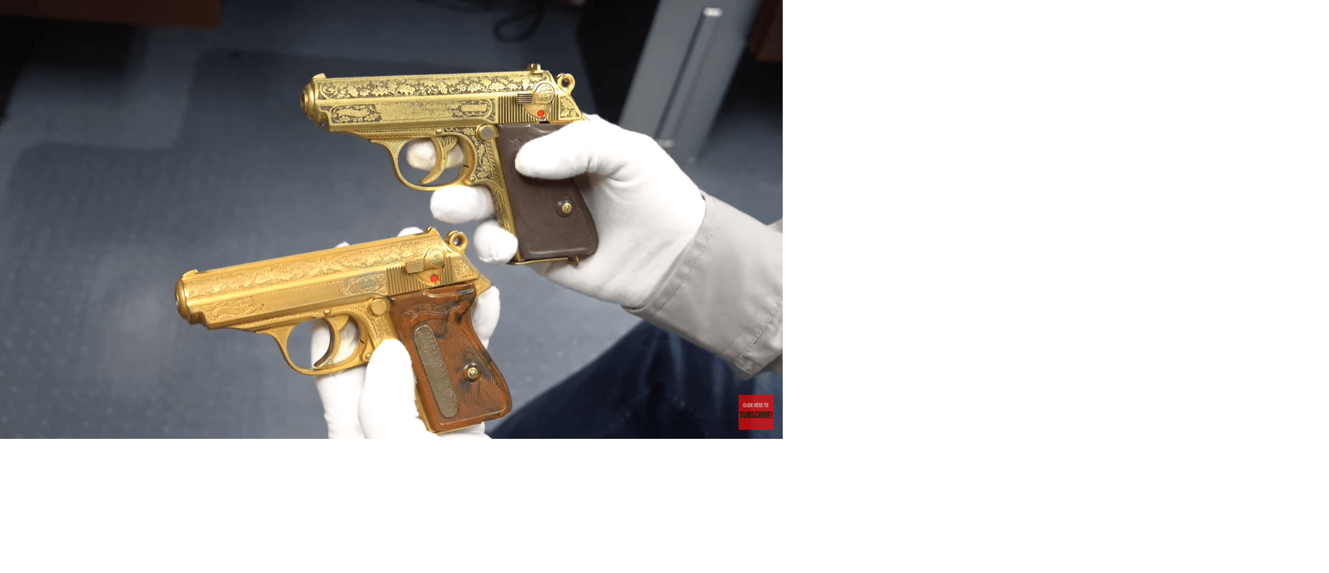 A comparison of the two gold engraved guns